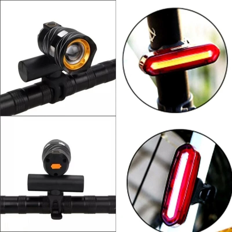 Kit D'éclairage Pour Vélo 450/120 Lumens Feu Avant Et Feu Arrière Rechargeables 1 Kit D'éclairage Pour Vélo 450/120 Lumens Feu Avant Et Feu Arrière Rechargeables