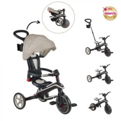 GLOBBER Tricycle EXPLORER 4-en-1 Évolutif & Pliable Taupe -Vélos Série Boutique tricycle explorer 4 en 1 evolutif and pliable taupe 3
